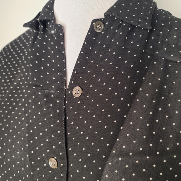 Esprit Collection Sheer Polka Dot Button Down Top Black Size S Small - Picture 2 of 7
